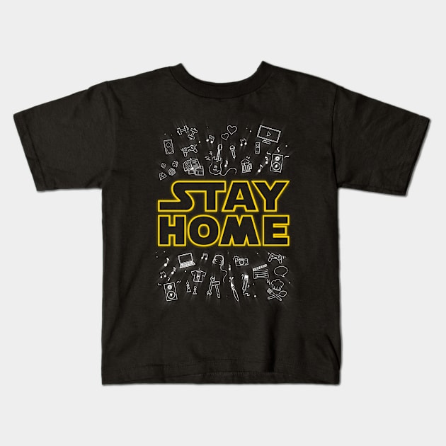 Stay Home Collage Kids T-Shirt by Getsousa